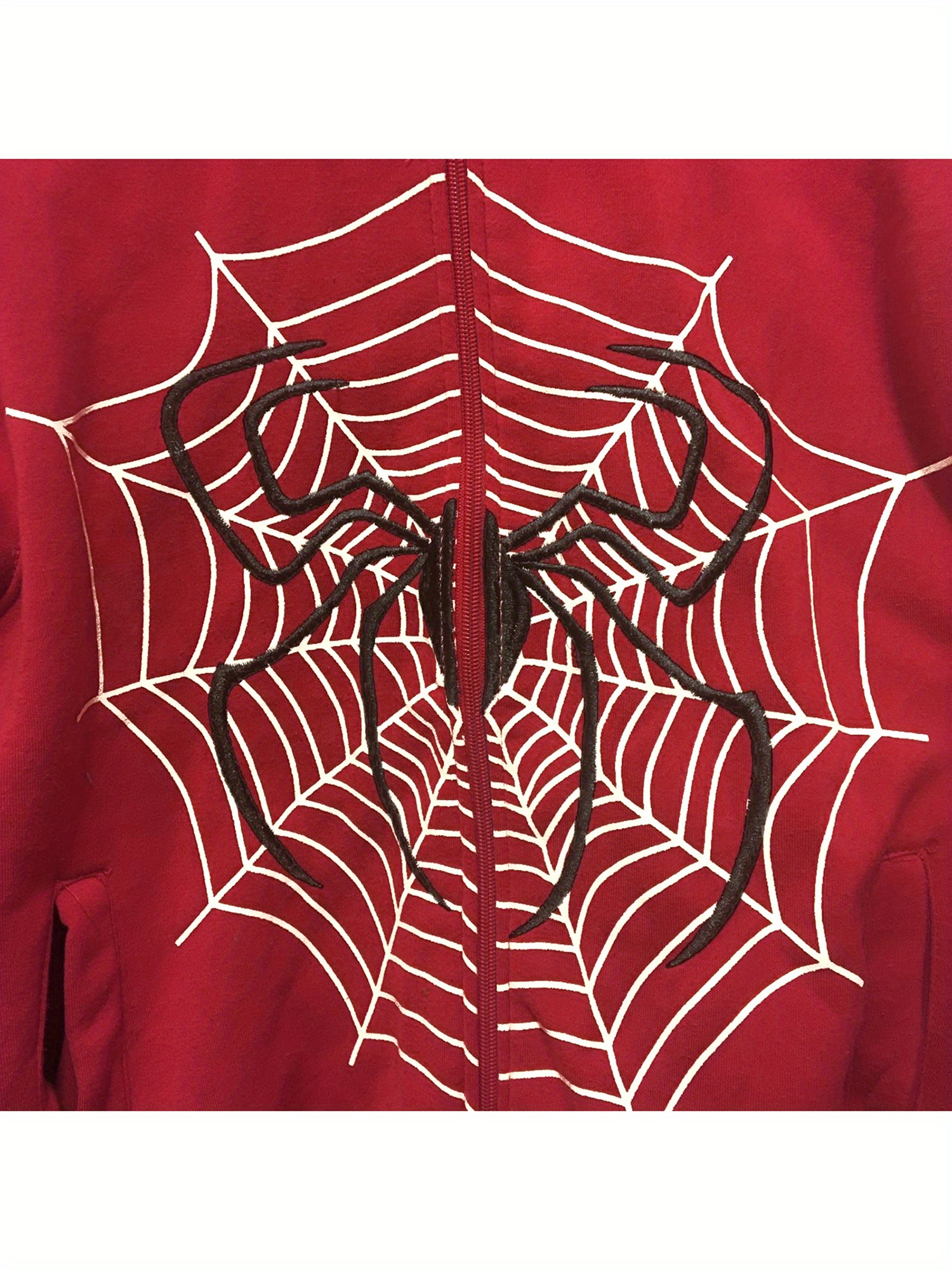 women hoodie sweatshirt casual spider web print long sleeve zip up jacket autumn streetwear details 4