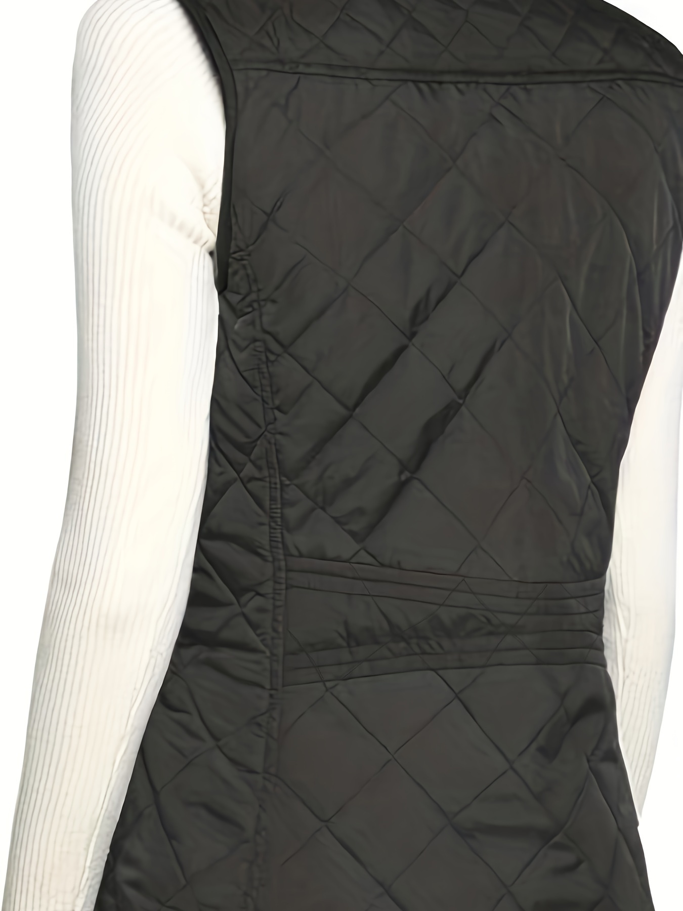 argyle pattern sleeveless vest casual zip up solid vest womens clothing details 6