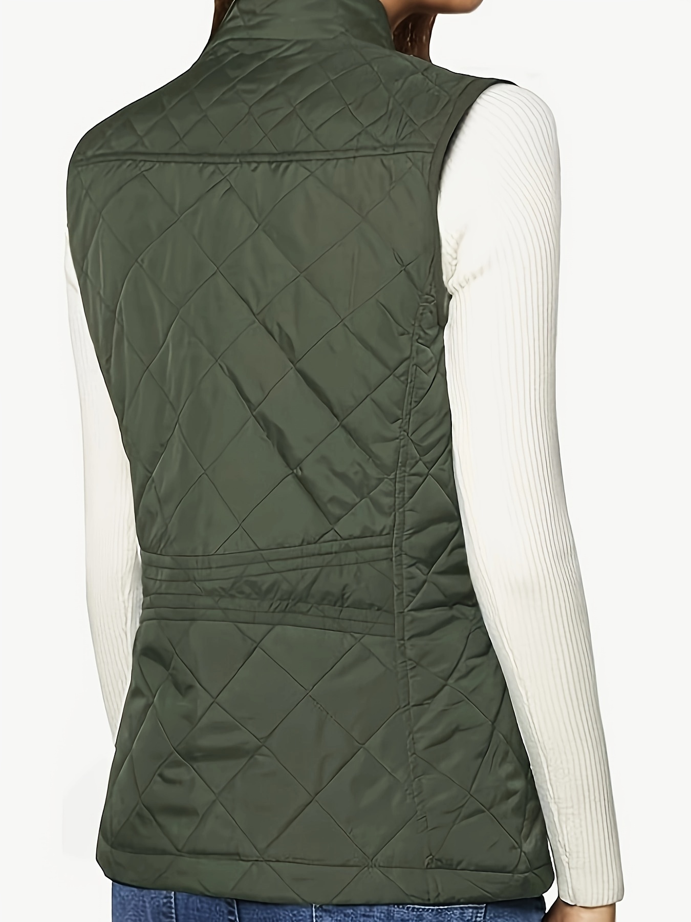 argyle pattern sleeveless vest casual zip up solid vest womens clothing details 21