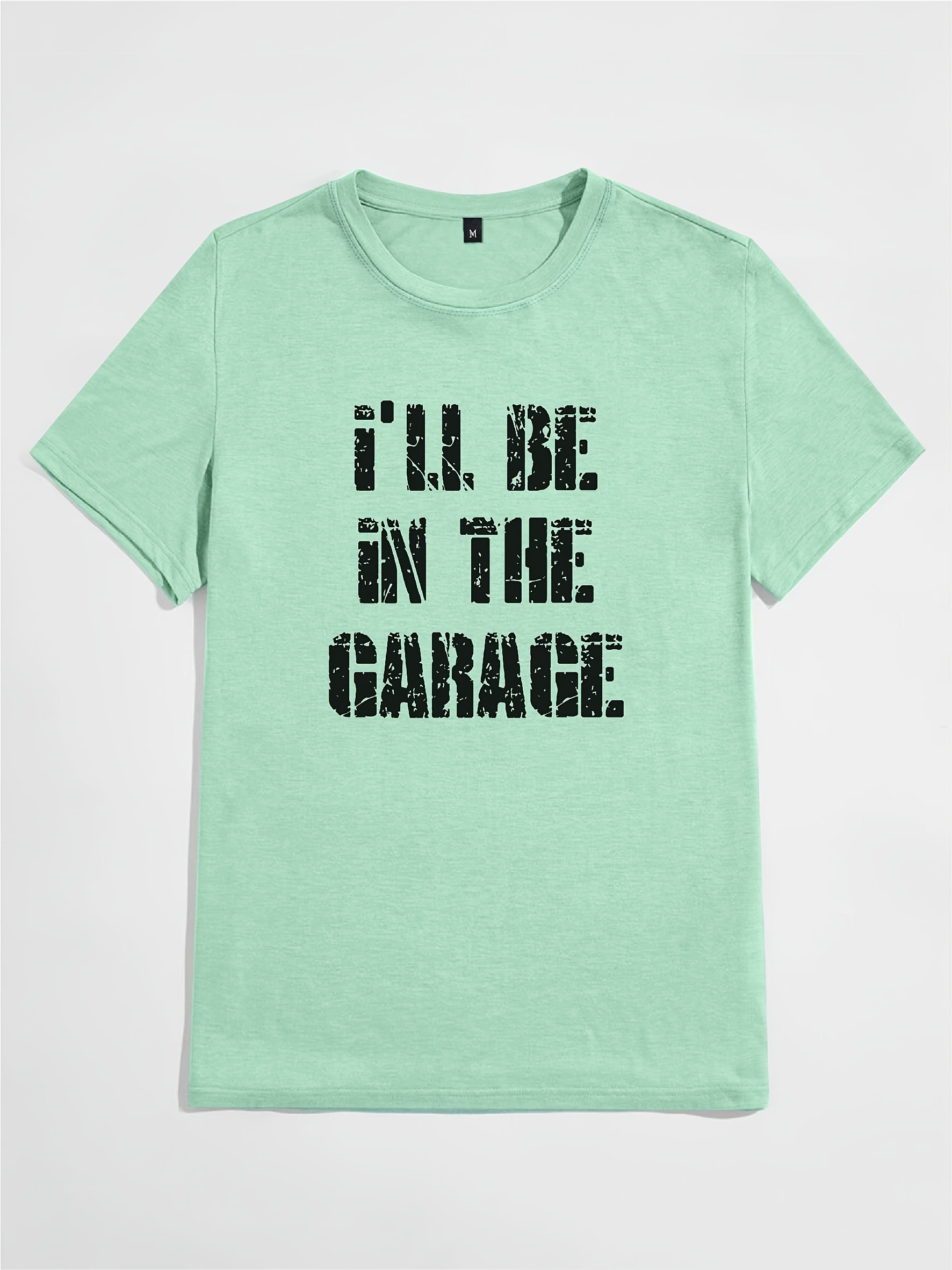 vintage ill be in the garage letter graphic print mens creative top casual short sleeve crew neck t shirt mens clothing for summer outdoor details 11