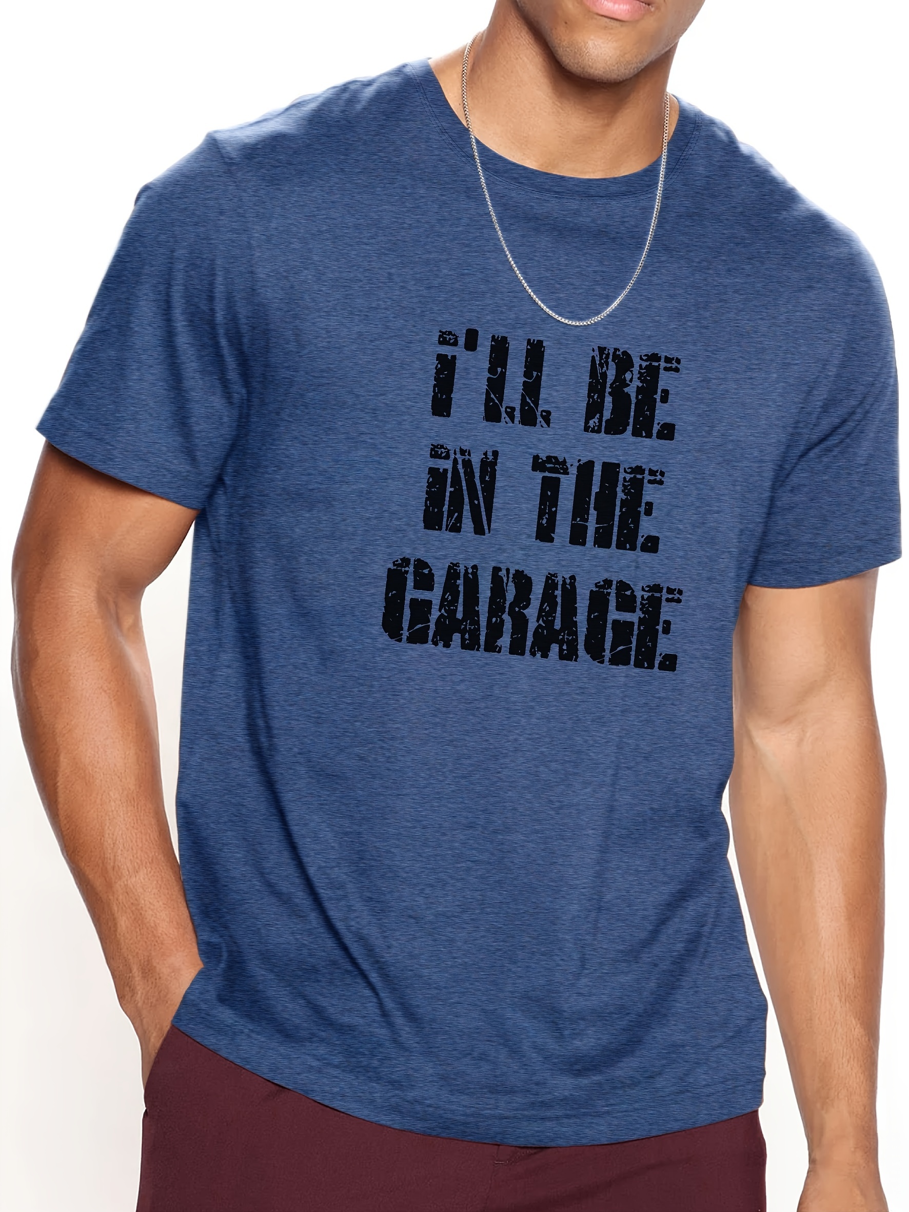 vintage ill be in the garage letter graphic print mens creative top casual short sleeve crew neck t shirt mens clothing for summer outdoor details 18