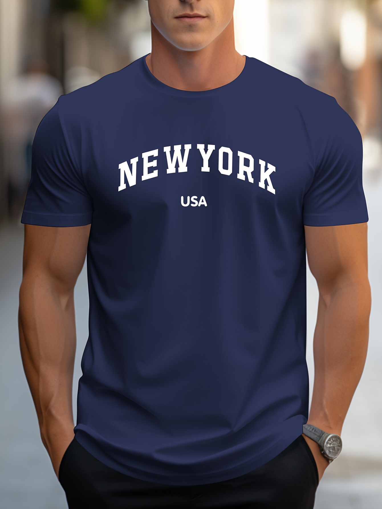 new york usa print mens novel design t shirt casual comfy tees for summer mens clothing tops for daily activities details 5