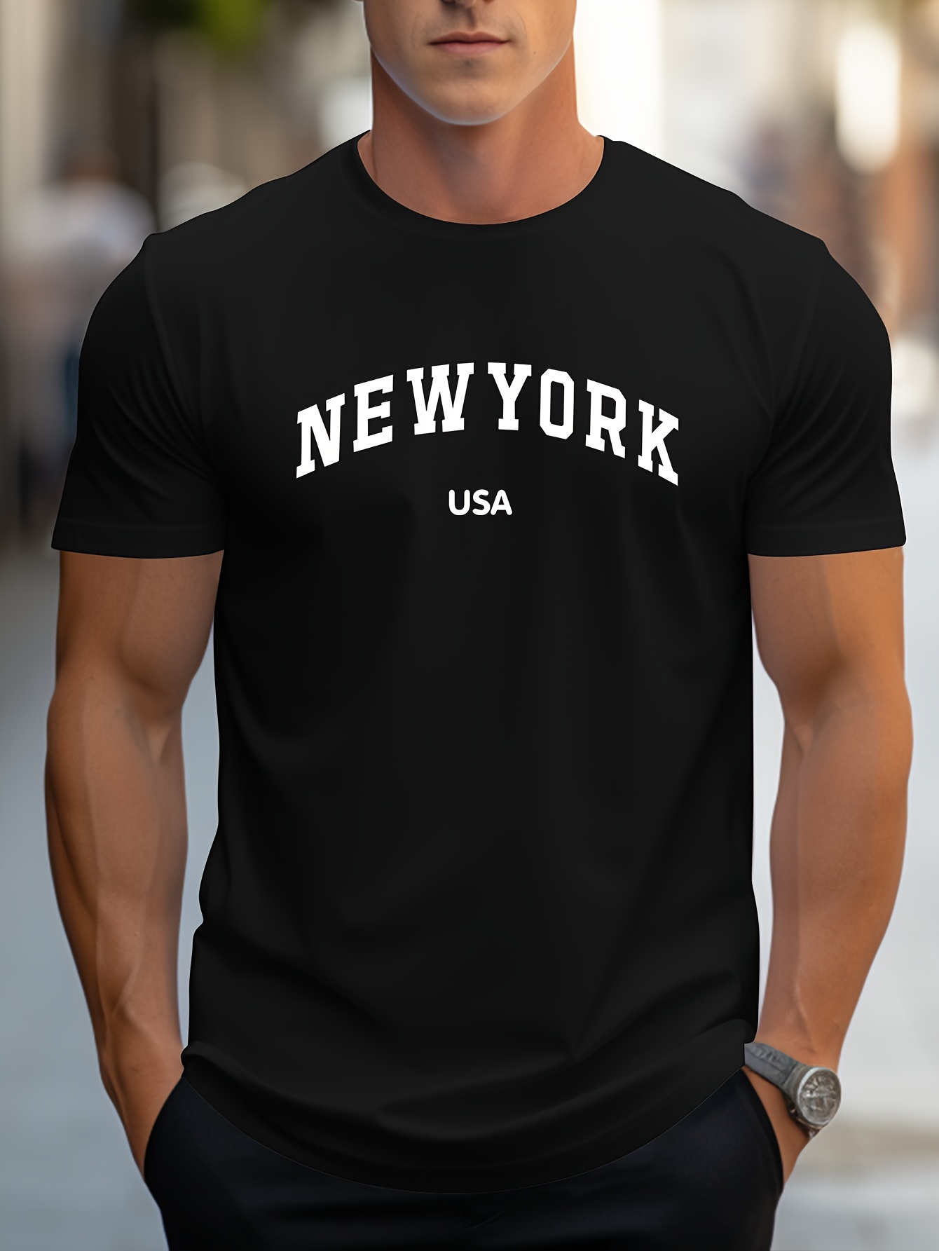 new york usa print mens novel design t shirt casual comfy tees for summer mens clothing tops for daily activities details 31