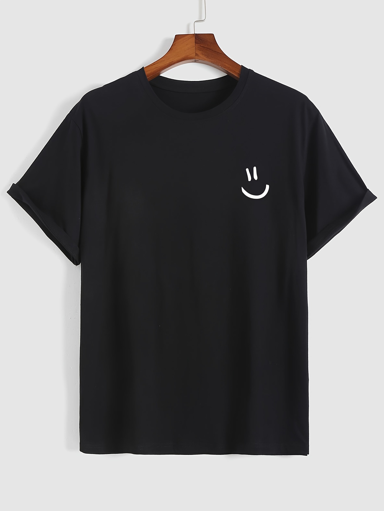 100 cotton mens smiling face print t shirt casual short sleeve crew neck tee mens clothing for outdoor details 0