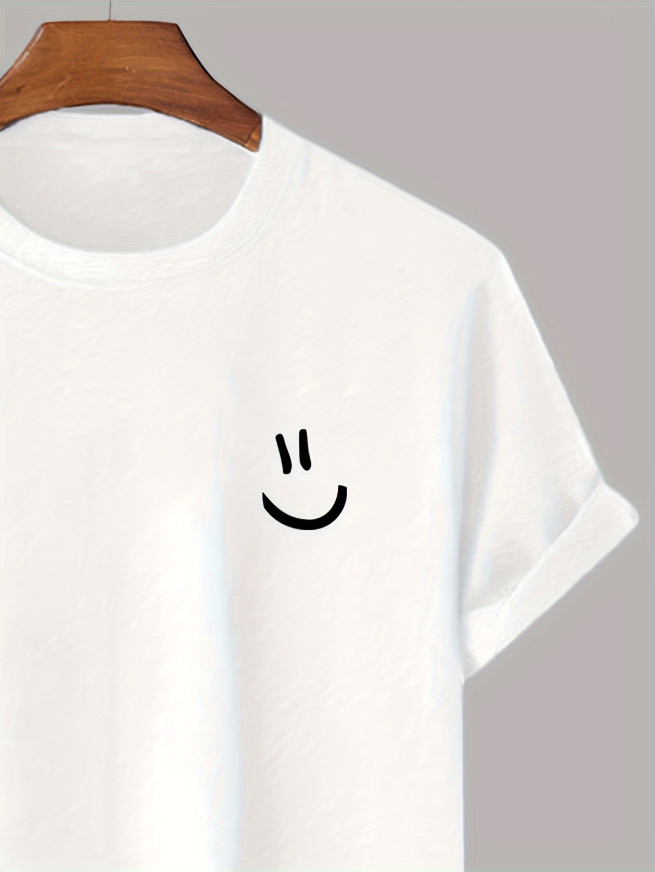 100 cotton mens smiling face print t shirt casual short sleeve crew neck tee mens clothing for outdoor details 7