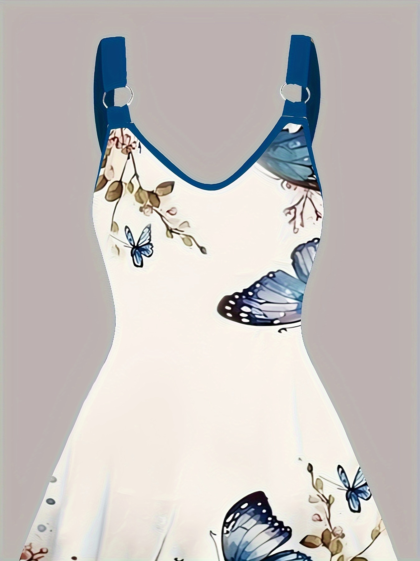 plus size butterfly print cami dress casual sleeveless a line dress for spring summer womens plus size clothing details 1