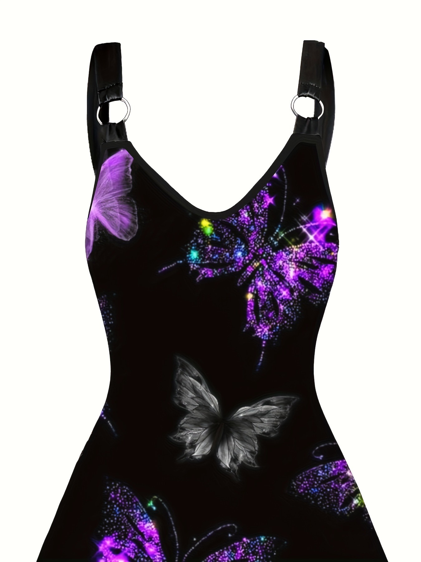 plus size butterfly print cami dress casual sleeveless a line dress for spring summer womens plus size clothing details 5