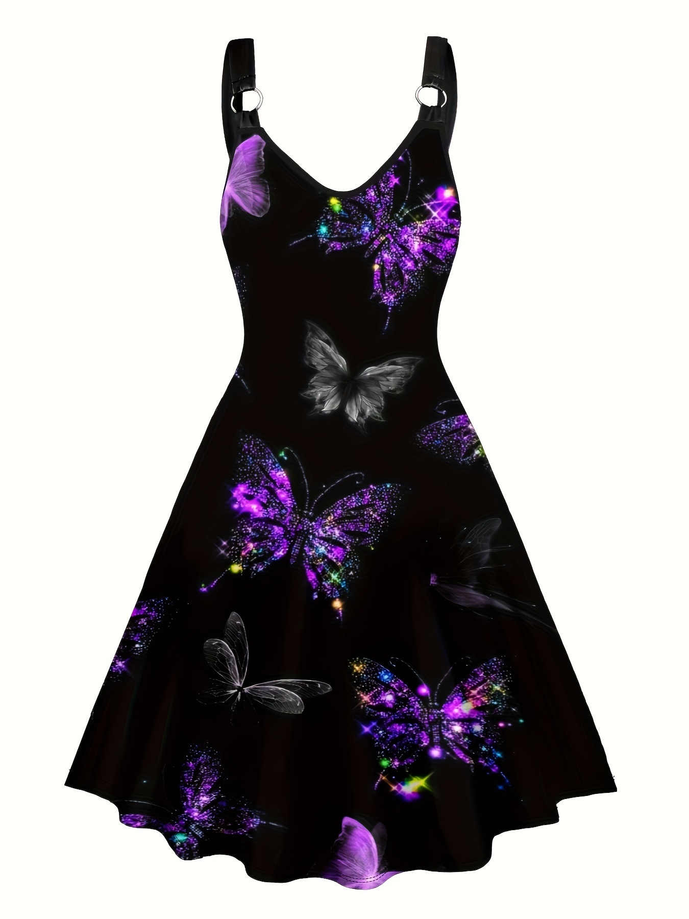 plus size butterfly print cami dress casual sleeveless a line dress for spring summer womens plus size clothing details 6