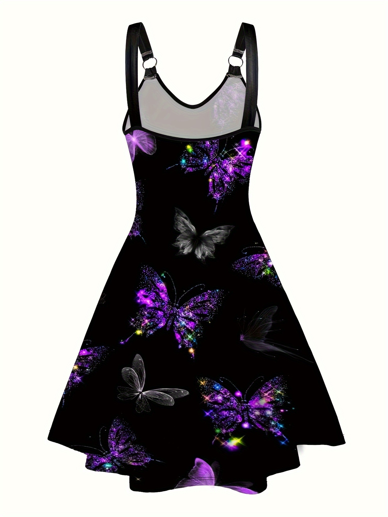 plus size butterfly print cami dress casual sleeveless a line dress for spring summer womens plus size clothing details 7