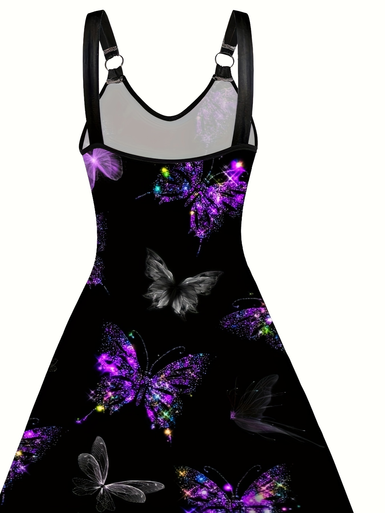 plus size butterfly print cami dress casual sleeveless a line dress for spring summer womens plus size clothing details 8