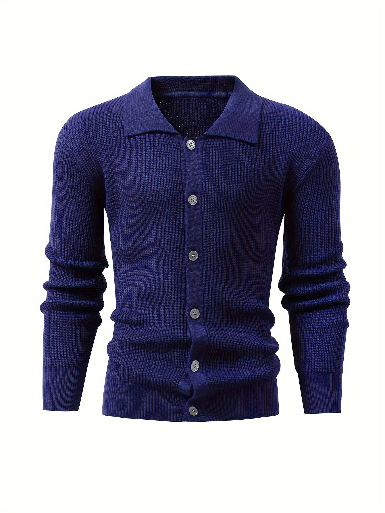 mens solid loose knitted cardigan casual   stretch button up breathable long sleeve lapel top for outdoor activities details 10