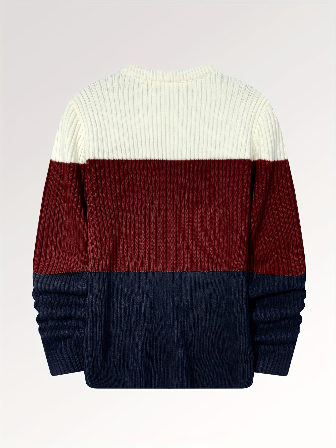 mens color block crew neck pullovers knit sweater top details 1