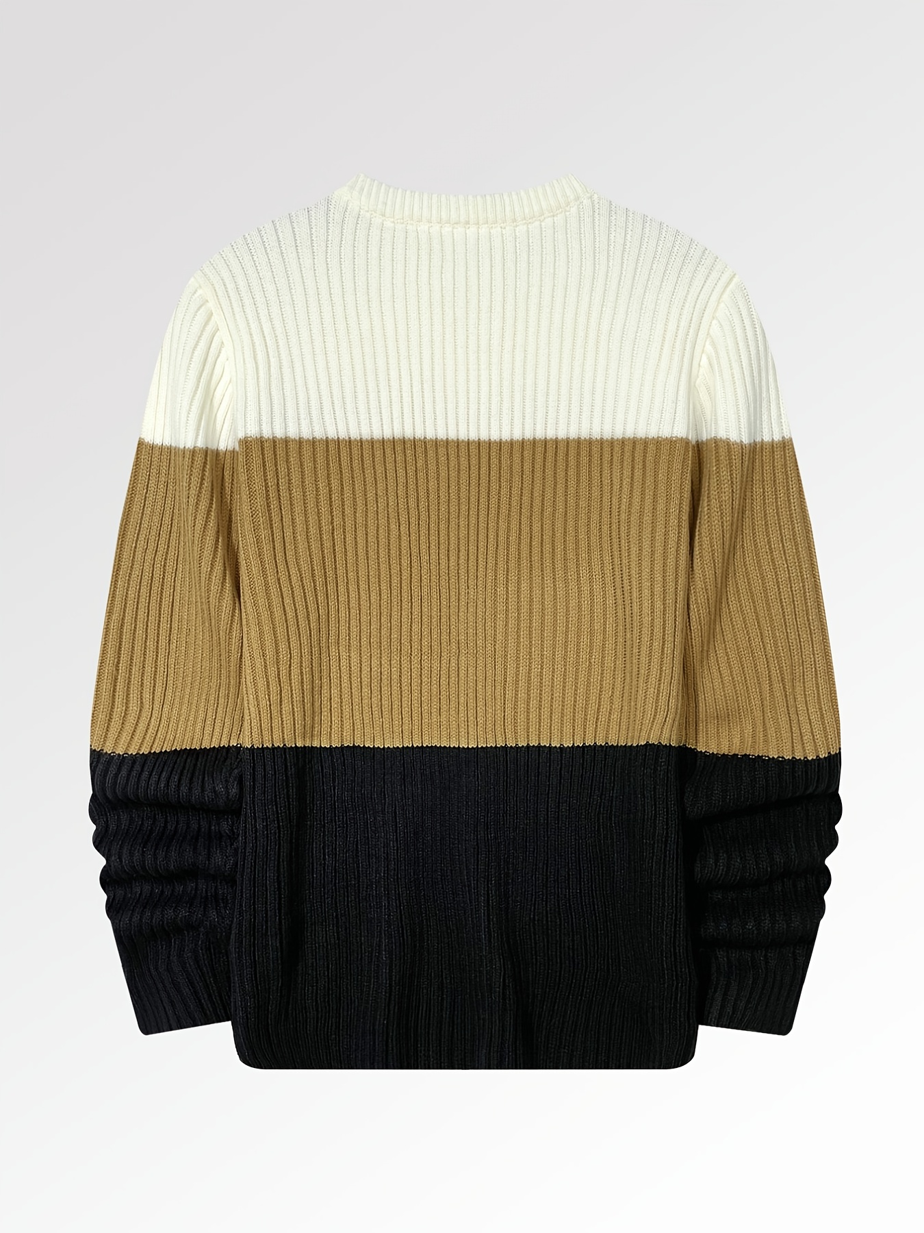 mens color block crew neck pullovers knit sweater top details 8