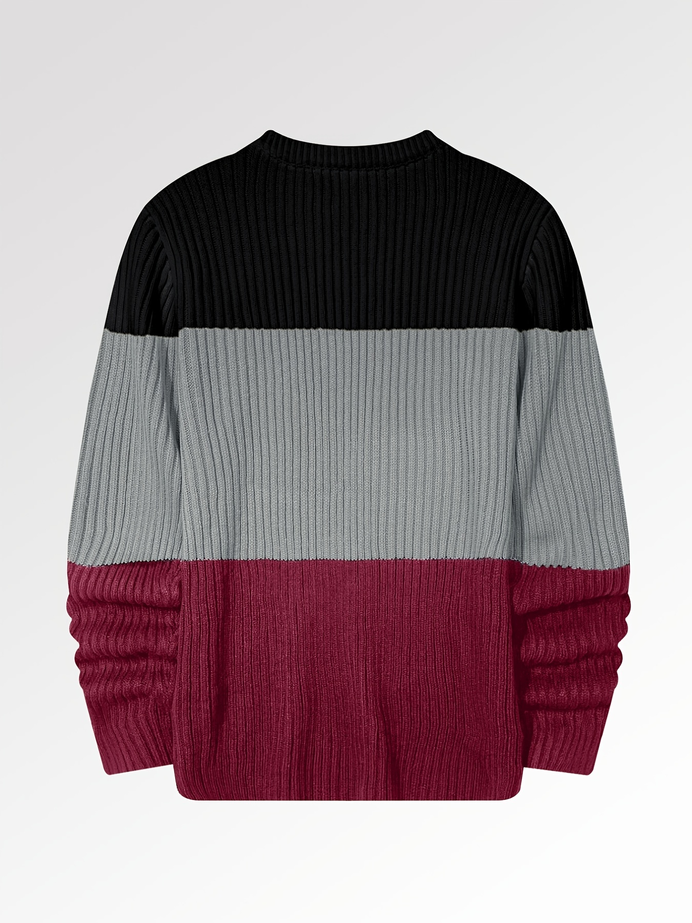 mens color block crew neck pullovers knit sweater top details 18