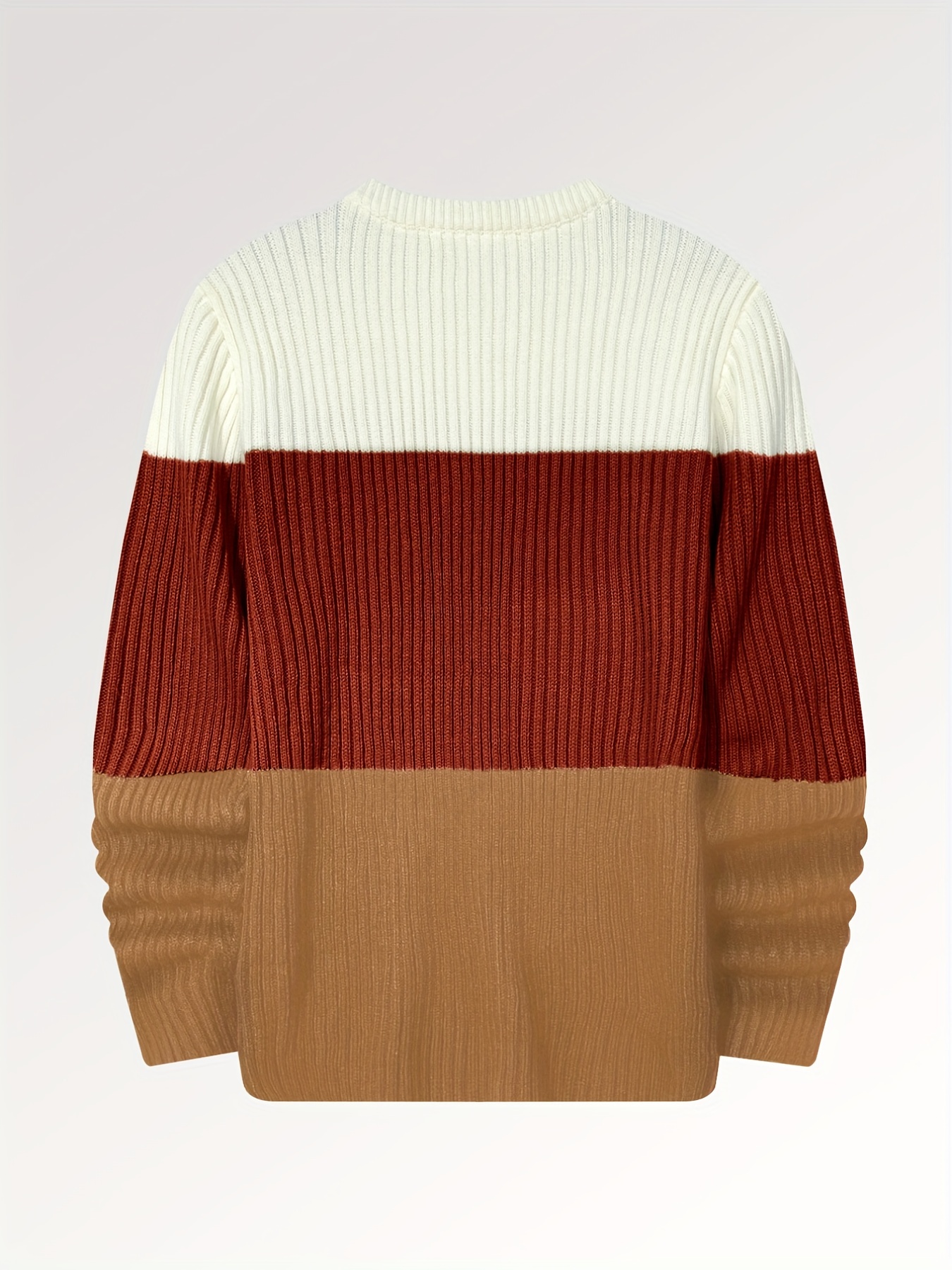 mens color block crew neck pullovers knit sweater top details 23