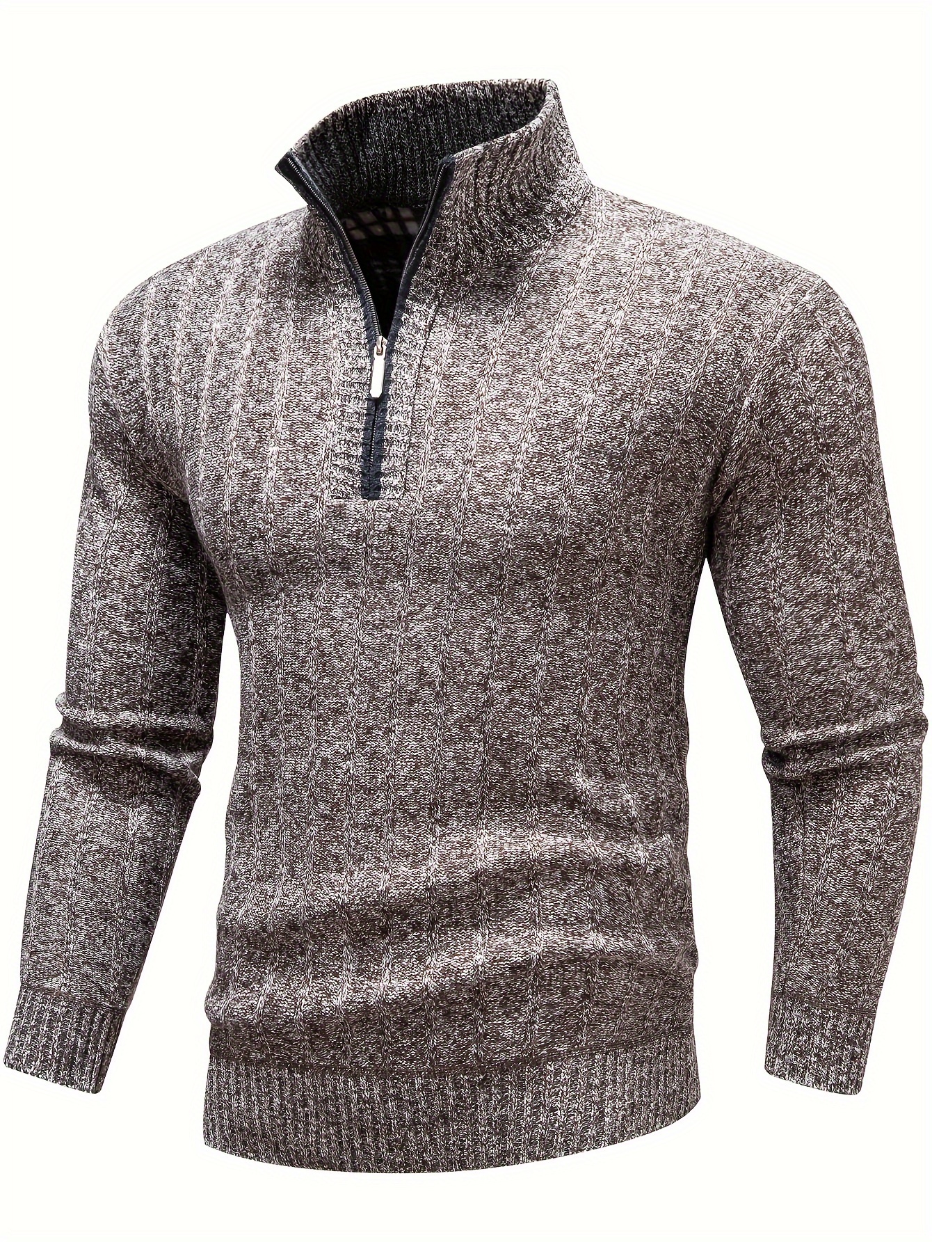 fathers day gift 2023 turtle neck stand collar knitted sweater mens casual warm mid stretch herringbone pullover sweater for spring fall details 0