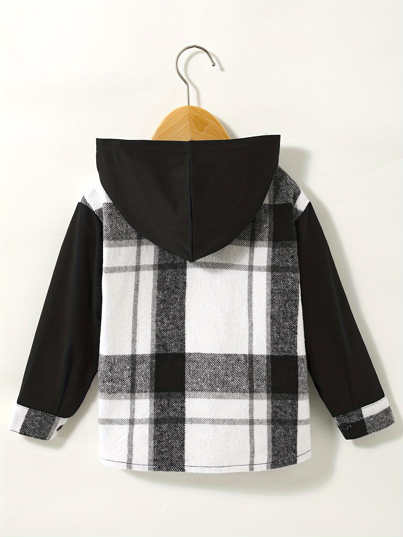 boys trendy cool plaid hooded shirts long sleeve button up tops for spring fall outwear shirts jacket clothes details 1