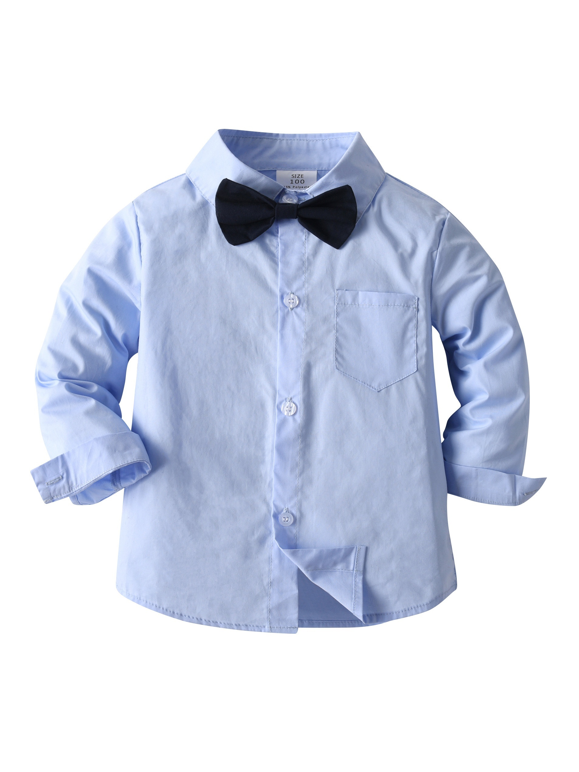 boys white long sleeve shirt clothes dress shirt with bowtie details 0