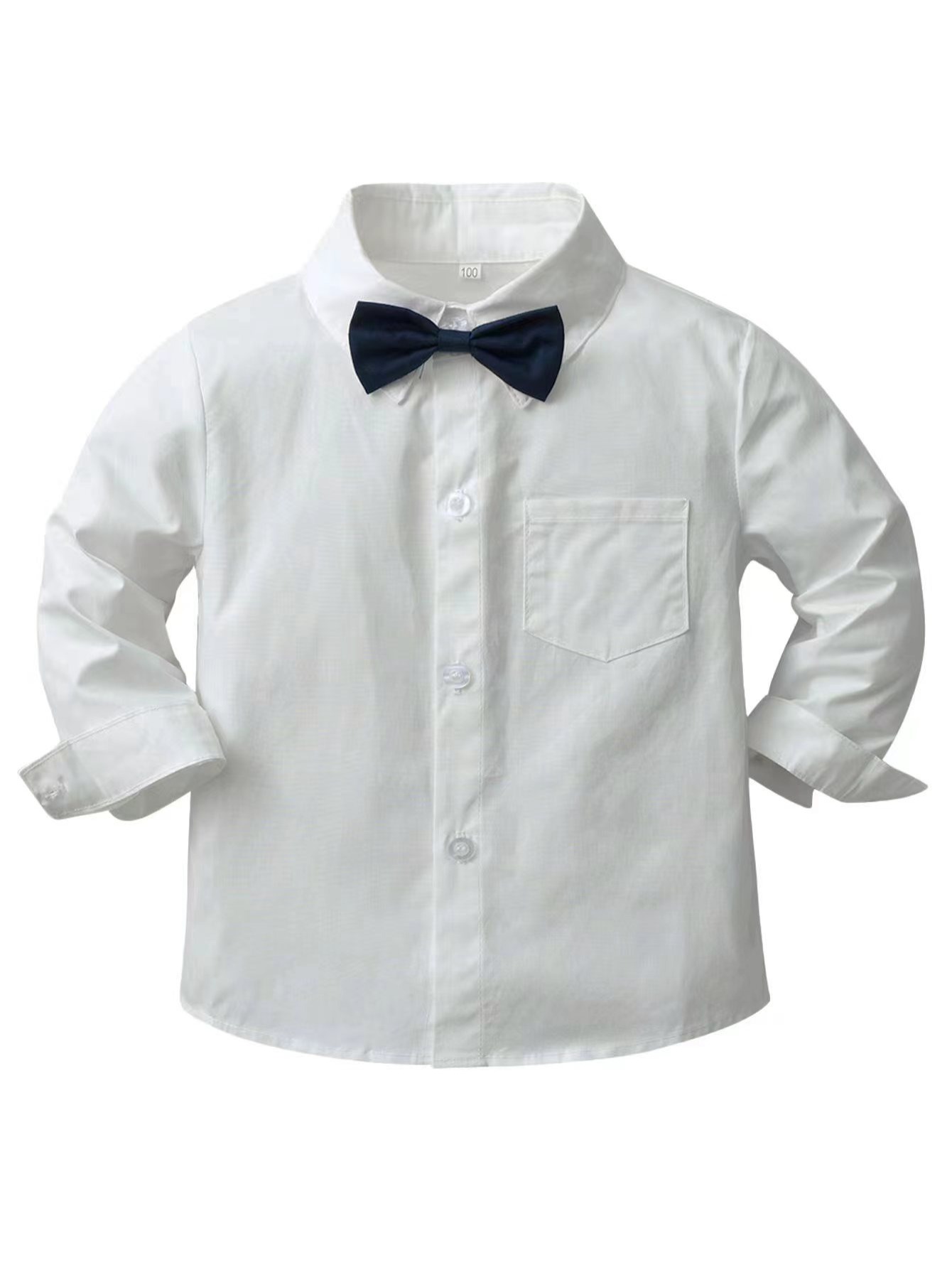 boys white long sleeve shirt clothes dress shirt with bowtie details 30