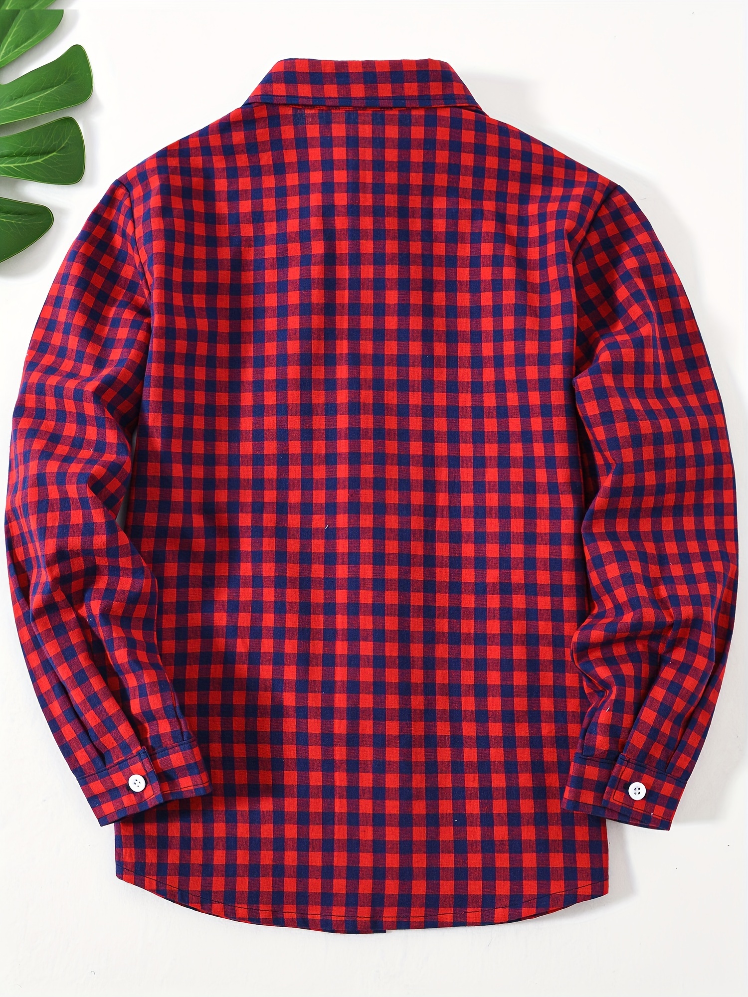 boys stylish cotton plaid shirt long sleeve front button chest pocket spring fall top shirt details 11