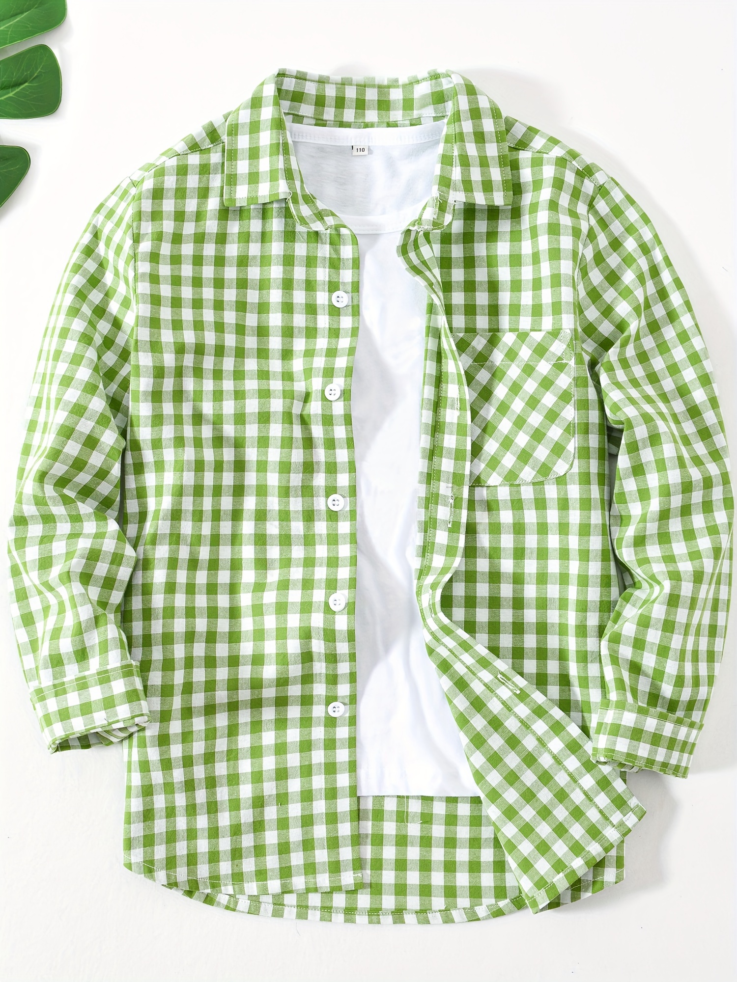 boys stylish cotton plaid shirt long sleeve front button chest pocket spring fall top shirt details 25