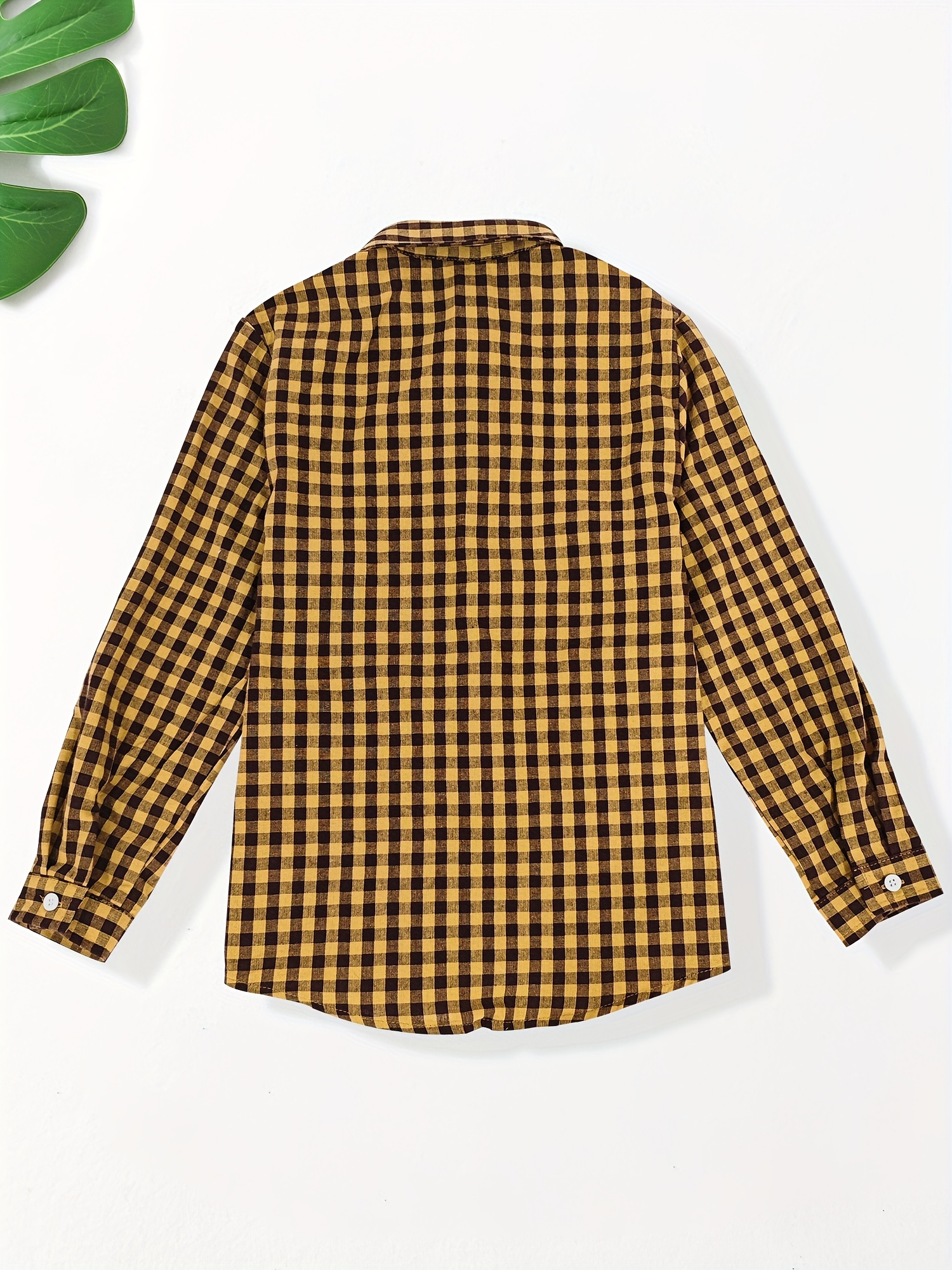 boys stylish cotton plaid shirt long sleeve front button chest pocket spring fall top shirt details 36